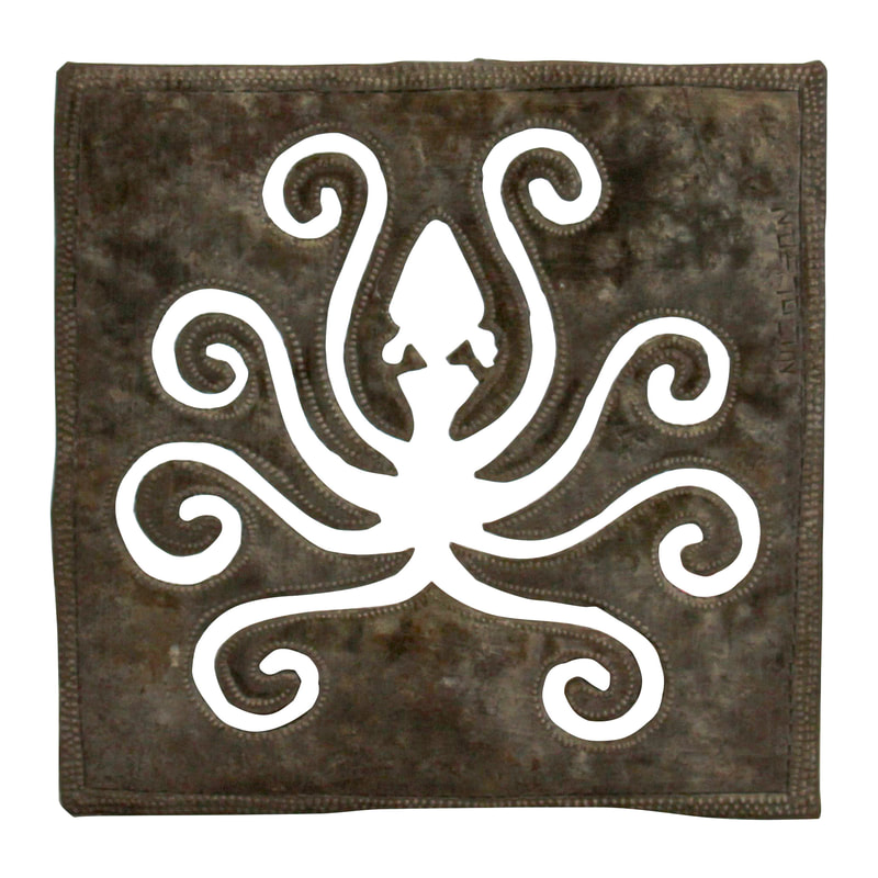 octopus art recycled metal art